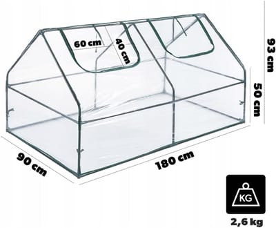 Stalen Broeikas - Kweekkas Tuin - Planten Beschermen - Weerbestendig Fundament - 180x90x93 cm - Groen