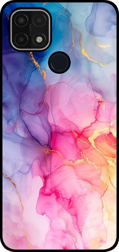 Smartphonica Telefoonhoesje Geschikt voor Oppo A15 / A15s met marmer opdruk - TPU backcover case marble design - Regenboog geschikt voor Oppo A15;Oppo A15s