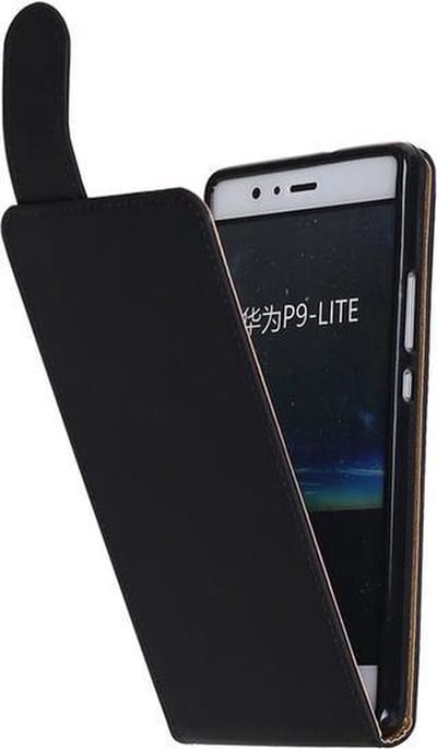BestCases.nl Huawei P9 Lite Effen Classic TPU flip hoesje Zwart