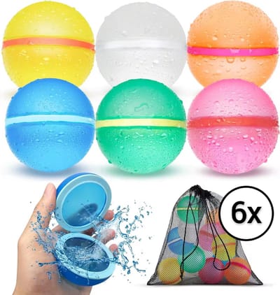Nereb - Herbruikbare Waterballonnen - Zelfsluitend - Waterbal - Speelgoed - 6 Stuks Inclusief Opberg Netje