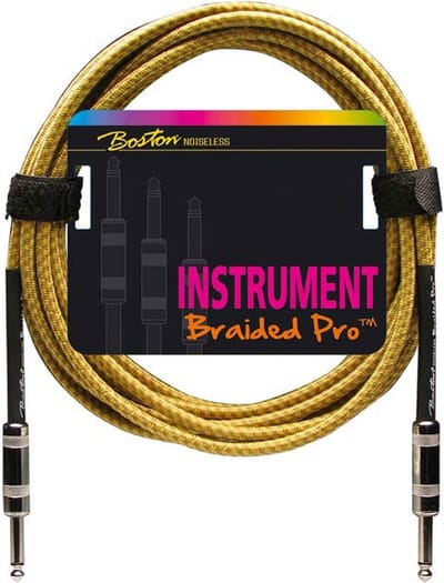 Gitaarkabel - Boston GC-262-X - Braided Pro - Recht - Vintage geel - 6 meter