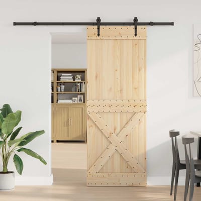 vidaXL - Schuifdeur - NARVIK - Naturel - en - Zwart - 85 - x - 210 - cm - (213,5 - cm)