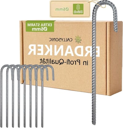 8 Stuks Grondankers - 30 cm x 6 mm J-vormige Haringen voor Tent, Trampoline, Schutting en Camping