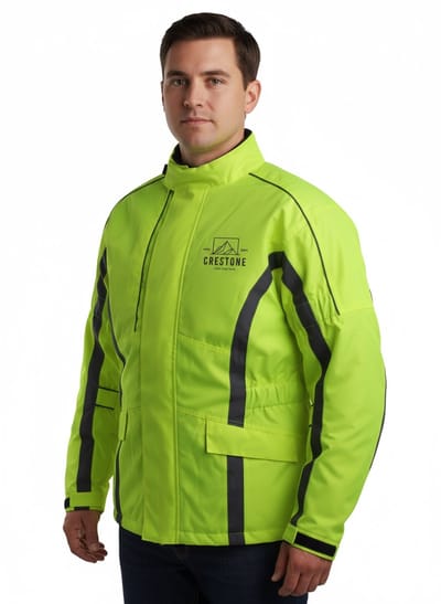Crestone - Fietsjas - Regenjas - Scooterjack - Hoge zichtbaarheid - Comfortabel - Duurzaam - Veilig - Valbescherming - Ademend - Warm - Large