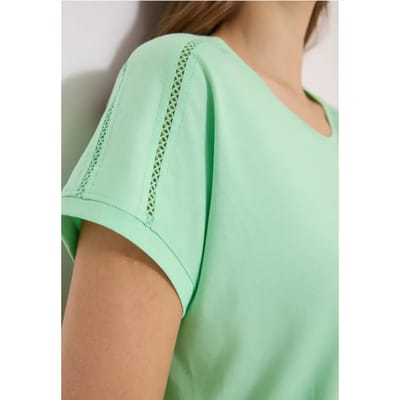 Shirt met V-hals en kanten detail