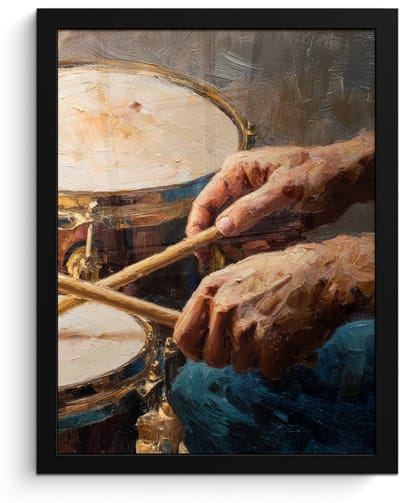 Poster in lijst - Fotolijst 30x40 cm - Posters - Drumstokken - Olieverf - Man - Posterlijst zwart - Decoratie - Wanddecoratie woonkamer - Muurdecoratie slaapkamer