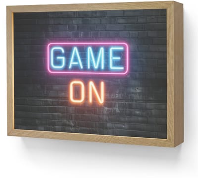 Wandlamp 40x30 cm - Oplaadbaar - Game on - Neon - Muur - Wandlampen binnen woonkamer - Slaapkamer lamp - Decoratieve nachtlamp - Vloerlamp draadloos