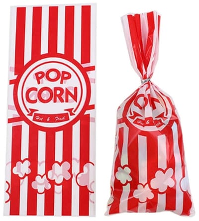 50x Uitdeelzakjes Popcorn Rood - 12.5x27.5cm - Traktatie Zakjes Voor Uitdeelcadeautjes - Uitdeelzakjes Kinderfeestje - Verjaardag - Feestje - Popcorn Print Rood - 12.5 x 27.5 cm - 50 Stuks