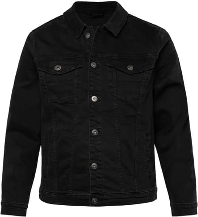 JP 1880 - Heren - Denim jas 4 zakken knoopsluiting - Zwart - Maat 4XL