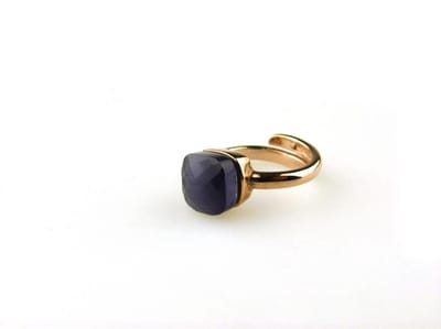 ring in zilver roze verguld model carré paarse steen