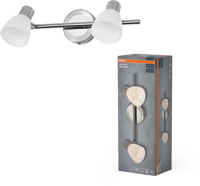 OSRAM LED Spot Vase Plafondspot 2x G9, Geborsteld Nikkel, Chroom, Staal, verstelbaar, Glazen Diffuser