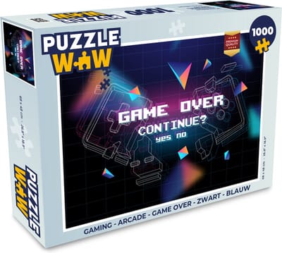 Puzzel Gaming - Arcade - Game Over - Zwart - Blauw - Gamen - Legpuzzel - Puzzel 1000 stukjes volwassenen