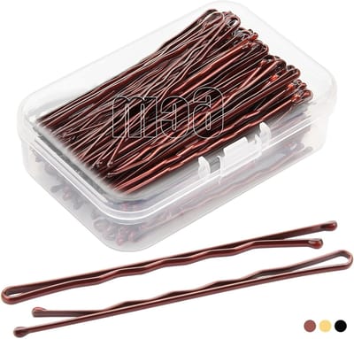 100 Stuks Bruine Bobby Pins van 6 cm - Haarspelden voor Dikke Haarstijlen met Transparante Opbergdoos - Ideaal voor Make-up en Styling Accessoires voor Vrouwen