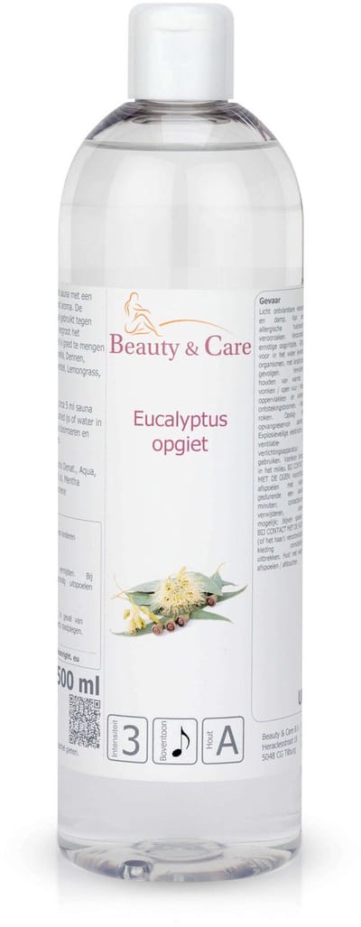Beauty&Care® Sauna Opgietmiddel - Eucalyptus - Opgietconcentraat voor Emmer & Saunakachel - tot 100x Opgieten - Geuren met Etherische Olie - Verzorging & accessoires - 500 ml