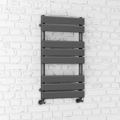 Set van 2 Hoekige Radiatorkranen Antraciet 15mm - Handmatige CV Kleppen voor Radiator en Handdoekradiator