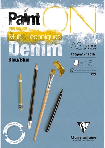 Clairefontaine - Paint ON - Multi-Techniek Pad - Tekenpapier - Schilderpapier - Blauw - A3 - 250 g - 15 vel