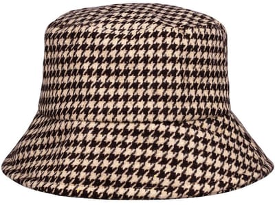 Haarsoires Bucket Hat Hoedje – Ruit Patroon – One Size – Beige Bruin - Vissershoedje - voor Dames & Heren
