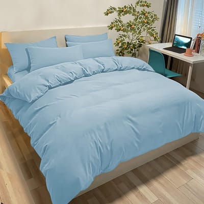 Duvetovertrek 135x200 cm met Kussensloop 50x80 cm - Lichtblauw - Eenpersoons