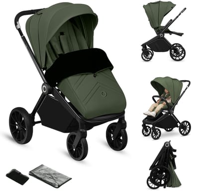 Lionelo Mika Plus Kinderwagen - All-Terrain Wielen - Lichtgewicht - Verstelbare Zitting - XXL Kap met UPF 50+ - Compact Opvouwbaar - Inclusief Accessoires