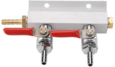Dailygoody - 2-weg Biersplitter - CO2 Verdeler - Duurzaam Aluminium - 30 x 5 x 10 cm - Gasverdeling - Terugslagventiel - Geschikt voor Thuisgebruik