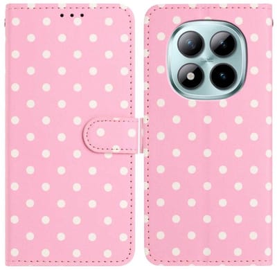 Hoesje Geschikt voor Xiaomi Redmi Note 15 Pro+ 5G | Polka Dot Wallet Book Case | Portemonnee Hoesje | 3 Pasjes | Magneetsluiting | Stand Functie | Roze