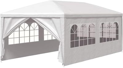 Partytent met frame - Tuinpaviljoen Feesttent - Buitenfeesten Organiseren - Afneembare zijwanden - 3 x 6 meter - Wit