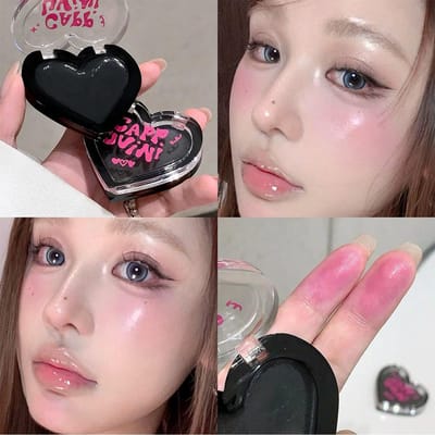La crème blush en forme de cœur change de couleur avec la température, ne s'estompe pas facilement, un blush de beauté naturel et durable gray