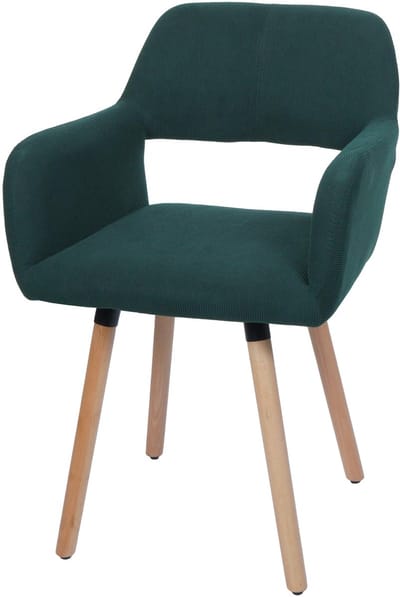 Eetkamerstoel MCW-A50 II, stoel keukenstoel gestoffeerde stoel, hout stof/textiel koord (400g/m²) MVG ~ groen