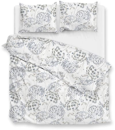 Zohome Eira Dekbedovertrek - Wit - Tweepersoons - Dekbedhoes van 100% Katoen-Flanel - Bloemen - 200x220 + 2 slopen 60/70 cm - AW25