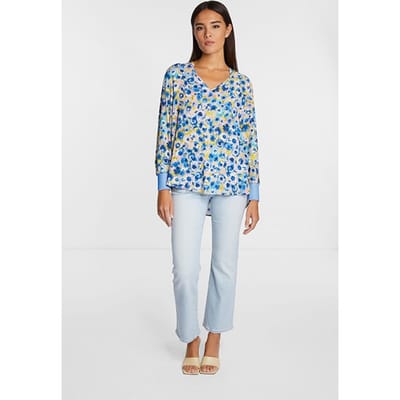 Rich & Royal Printed V-neck Blouse Arctic Blue Größe: 34 | Blusen Outlet | Damen | Blau