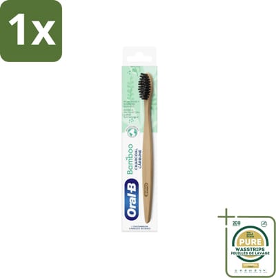 1 x Oral-B - Tandenborstel - Bamboe - Houtskool - 1 Tandenborstel- Tandenborstel Houtskool - Houtskool Borstelharen - Duurzame Tandenborstel - Veganistische Tandenborstel - Milieuvriendelijke Tandenborstel
