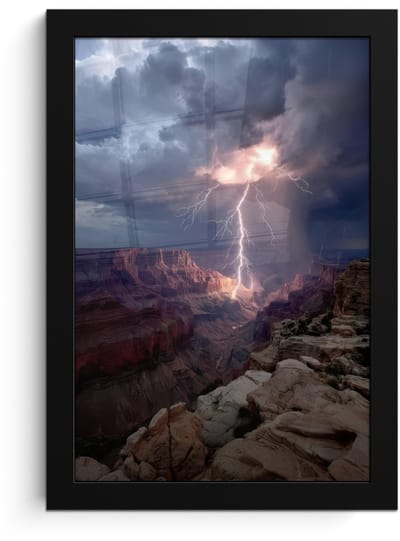 Poster in lijst - Fotolijst 20x30 cm - Posters - Bliksem - Wolken - Canyon - Posterlijst zwart - Decoratie - Wanddecoratie woonkamer - Muurdecoratie slaapkamer
