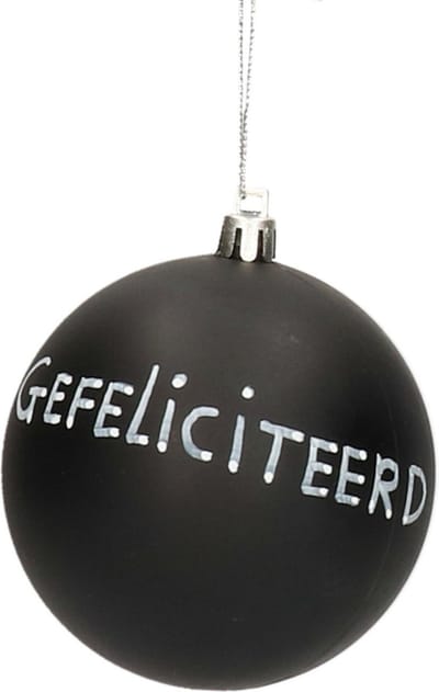Kerstbal - Gefeliciteerd - krijt/krijtbord kerstbal - 8 cm - kunststof - beschrijfbaar