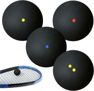 Squashballen Set van 4 - Rubber Squashballen met Gekleurde Stippen voor Training en Wedstrijd - Hoog弹ante Squash Ballen voor Beginners en Gevorderden