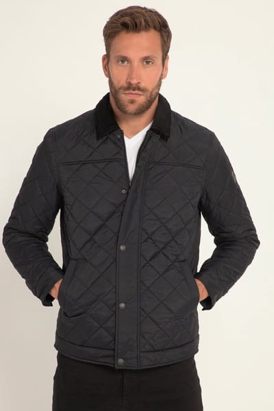 JP 1880 - Heren - Doorgestikt jack corduroy kraag rits - Zwart - Maat L