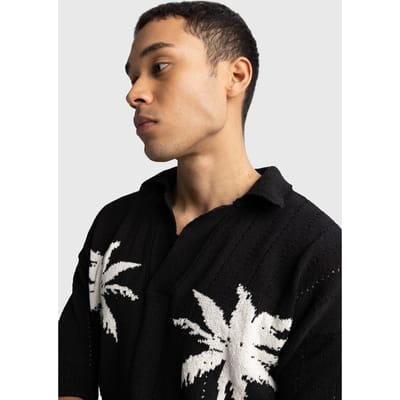 Heren T-shirt met tropische print en V-hals