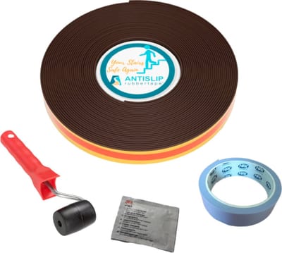 Anti slip tape - zelfklevende strip - complete set voor 1 trap - chocolade bruin - 2,8 cm