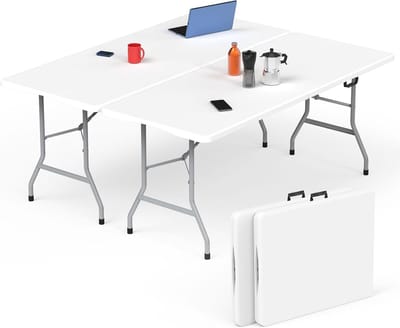 Set van 2 Opvouwbare Tafels 180cm - Draagbare Klaptafel voor Binnen en Buiten