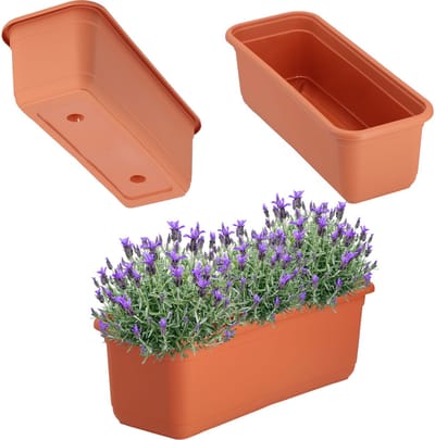 KADAX Bloembak 40 cm, terracotta, balkonbak van hoogwaardige kunststof, plantenbak voor binnen en buiten, bloempot voor balkon, terras en vensterbank