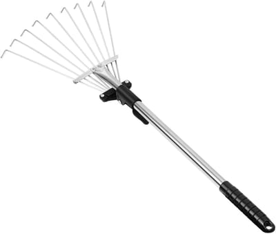 Verstelbare Bladhark - Tuinhark Aluminium - Efficiënt Tuinonderhoud - Telescopisch Ontwerp - 72cm Breed - Zilver
