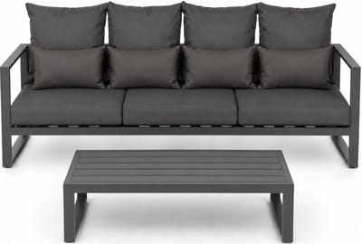 Anna Collection Bank/tuin kussens set - binnen/buiten - 8x stuks -antraciet grijs - In 2 formaten laag/hoog