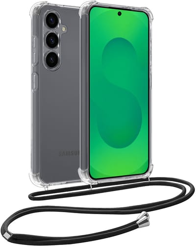 Hoesje Geschikt voor Samsung Galaxy S25 FE - Met Koord - Shock Proof - Siliconen Case - Back Cover - Telefoonkoord - Telefoon Hoes Shockproof - Telefoonketting - Transparant