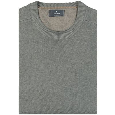 Ragman Trui Knitted Round Neck Garment Wash Grijs Melange / male