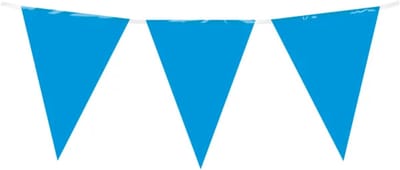 10 meter vlaggenlijn - Blauw - 15 vlaggen - Plastic voor binnen & buiten - 30 cm vlaggen - Herbruikbare slinger
