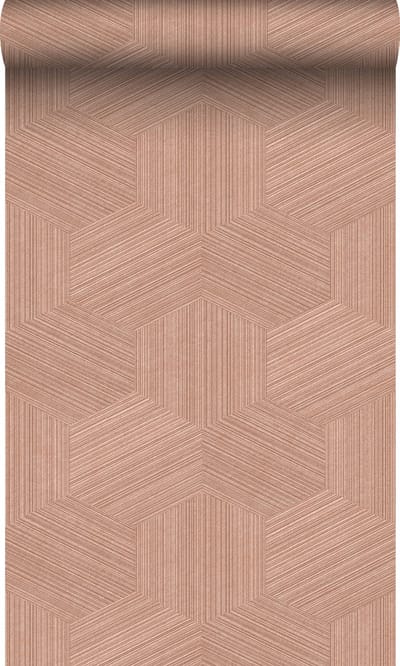 Origin Wallcoverings behang grafisch 3D motief terracotta roze - 50 x 900 cm - 347943
