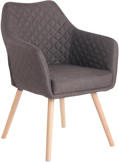 CLP Gent Eetkamerstoel met Armleuning - Fauteuil - met houten poten - Moderne Keukenstoel - natura/donkergrijs