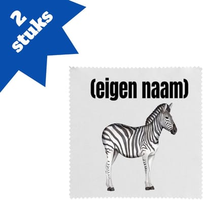 Akyol - zebra met eigen naam brillendoekjes - Zebra - dieren liefhebber - iemand die houdt van zebra's - verjaardag - cadeau - kado - geschenk - 17,8 bij 17,8 cm - 2 stuks