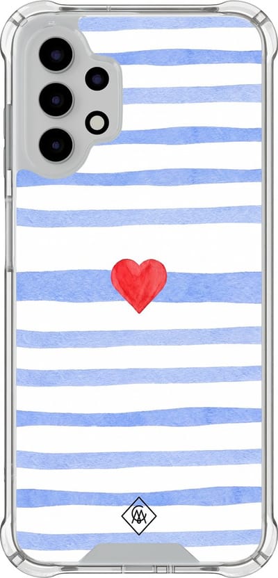 Casimoda® hoesje - Geschikt voor Samsung Galaxy A13 4G - Blue Love Lines - Shockproof case - Extra sterk - TPU/polycarbonaat - Blauw, Transparant