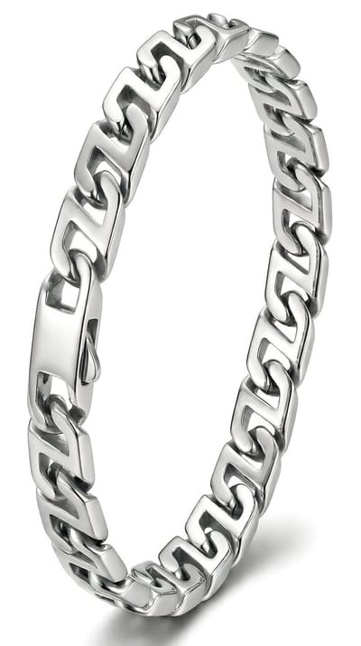 Armband heren staal - Schakelarmband rvs gepolijst - Armband gourmet glanzend - Gevlochten mannen armband - met geschenkverpakking van Mauro Vinci - 21.5cm
