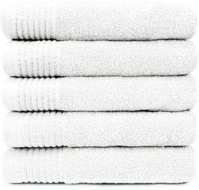 The One Handdoek Deluxe - 50x100 cm - Set van 5 - 550 g/m² - 100% Gekamd Katoen - Hotelkwaliteit - Wit
